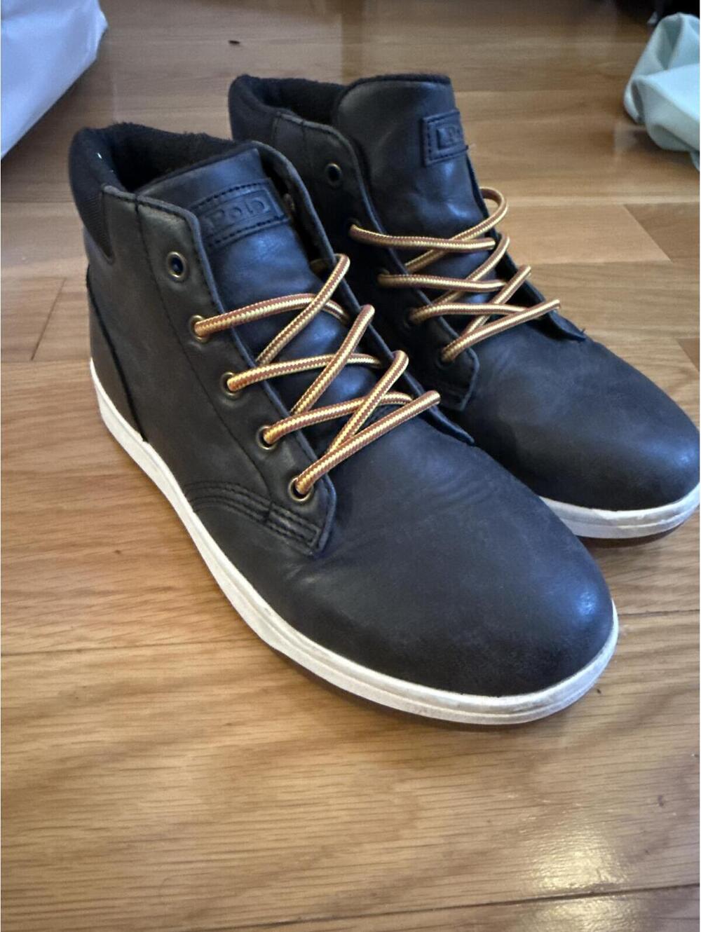 Polo Ralph Lauren Black High-Top Sneakers with White Rubber Soles